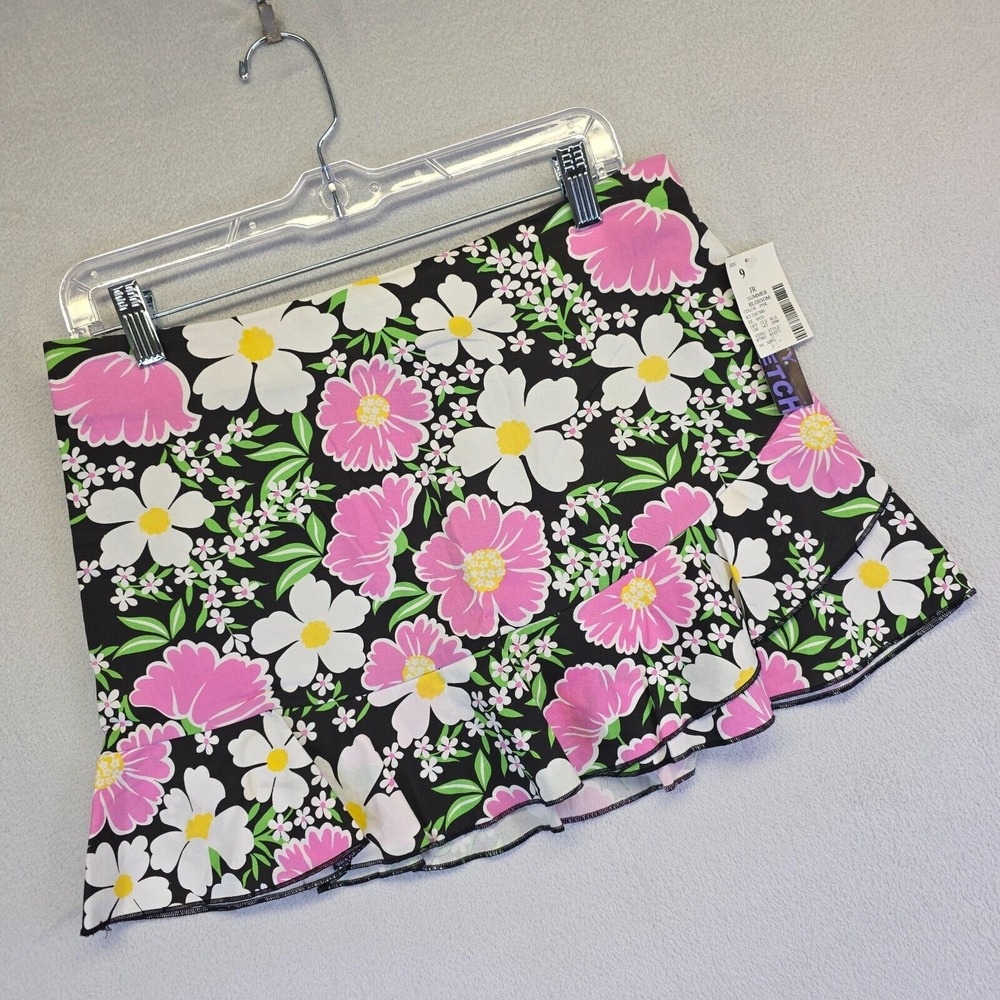 Y2K Star City Micro Mini Skirt Juniors 9 Floral Schoolgirl Retro Coquette Kawaii